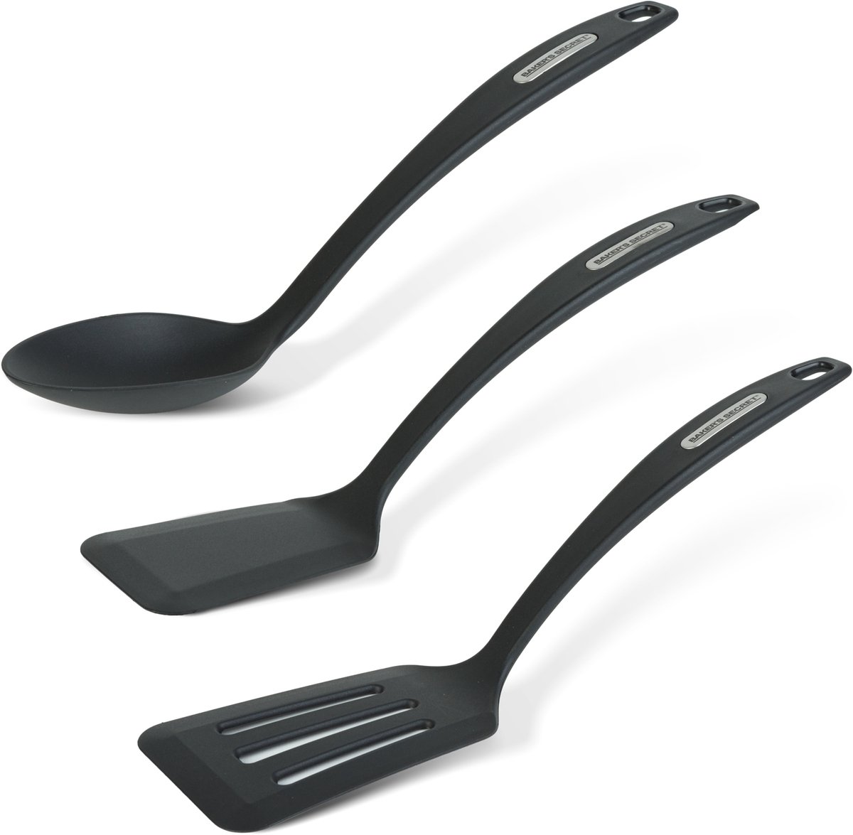 Keukengerei Set 3 Delig - Kookgerei voor Anti Aanbak Pannen - Hittebestendige Kooklepels en Spatels - Keukenhulpen Set met Lepel en Turners - Kunststof Kookgerei - 34 cm [BS41140]