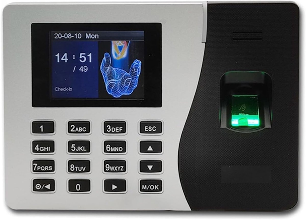 Tijdregistratie Systeem - Werknemer Klok - Kantoor Registratie - Snelle Vingerafdruk Scan - 175x125x33 mm