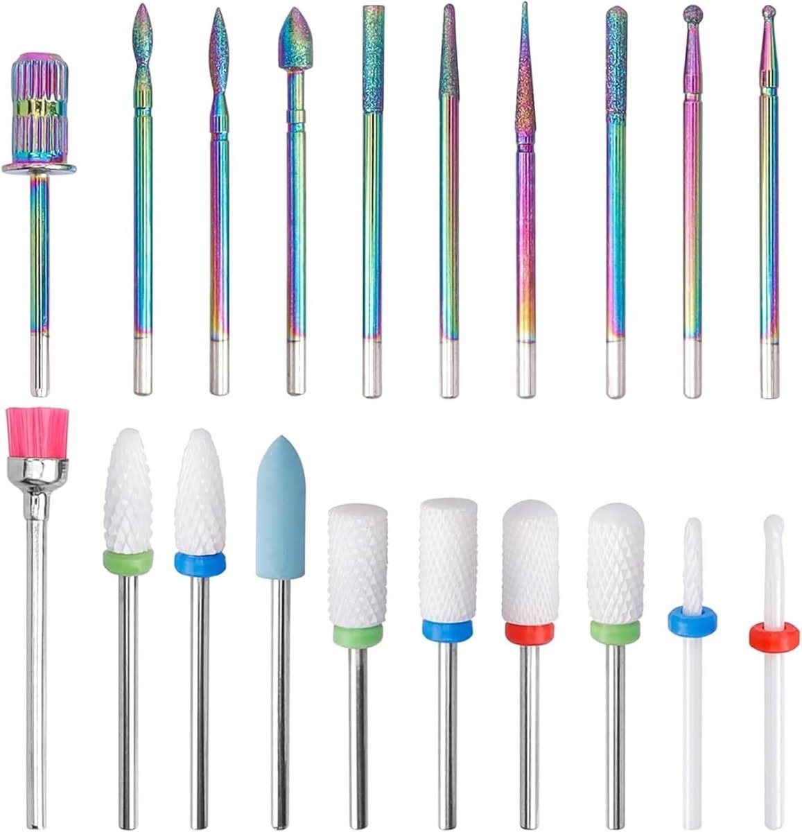 20-delige Nagelvijl Bit Set met Diamant en Keramiek voor Manicure en Pedicure Thuis of Salon Gebruik