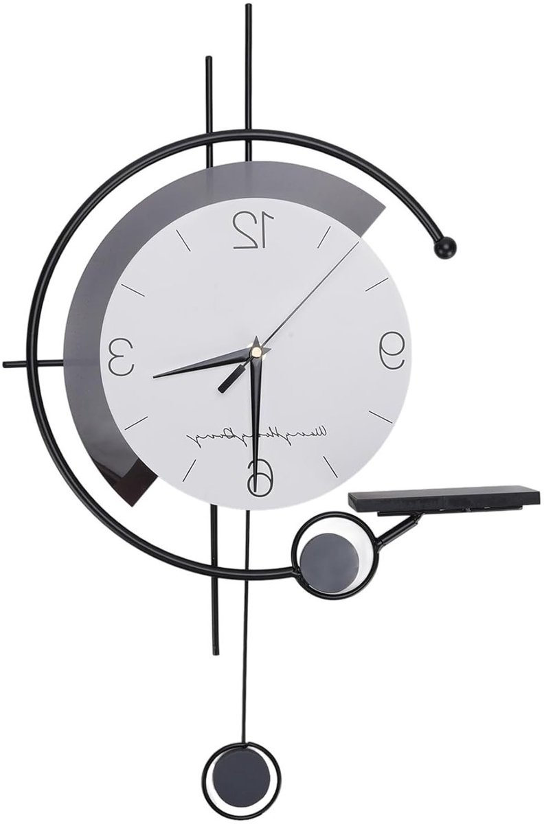 Grote Pendule Wandklok van 22,44 Inch met Cijfers, Stijlvolle Klok voor Woonkamer en Kantoor, Tijdloze Decoratie voor Eetkamer en Thuis