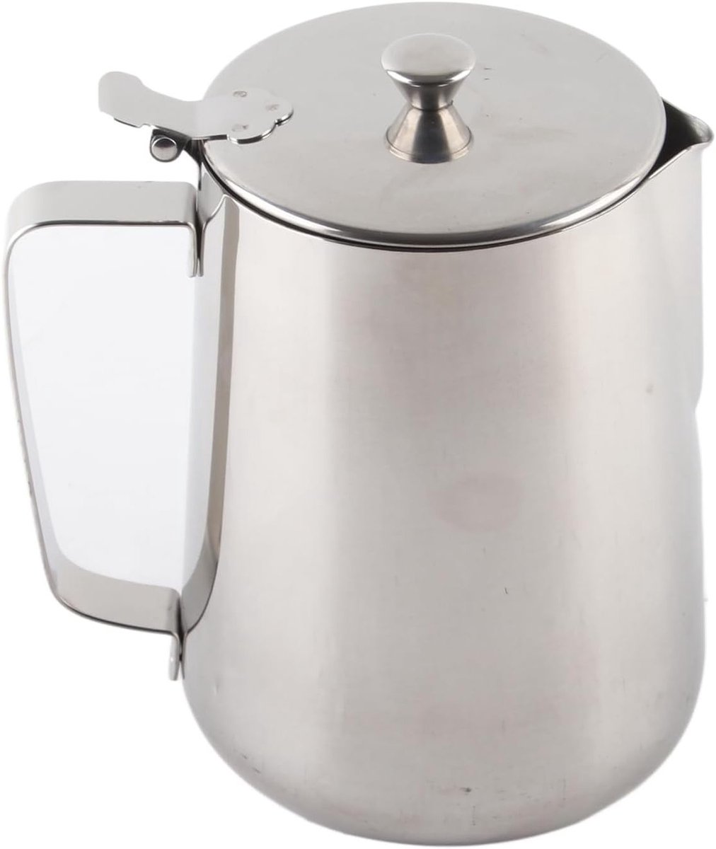 Melkschuimkruik RVS - Melkopschuimer Mok - Latte Art Maken - Druppelloze Tuit - 600 ml - Zilver
