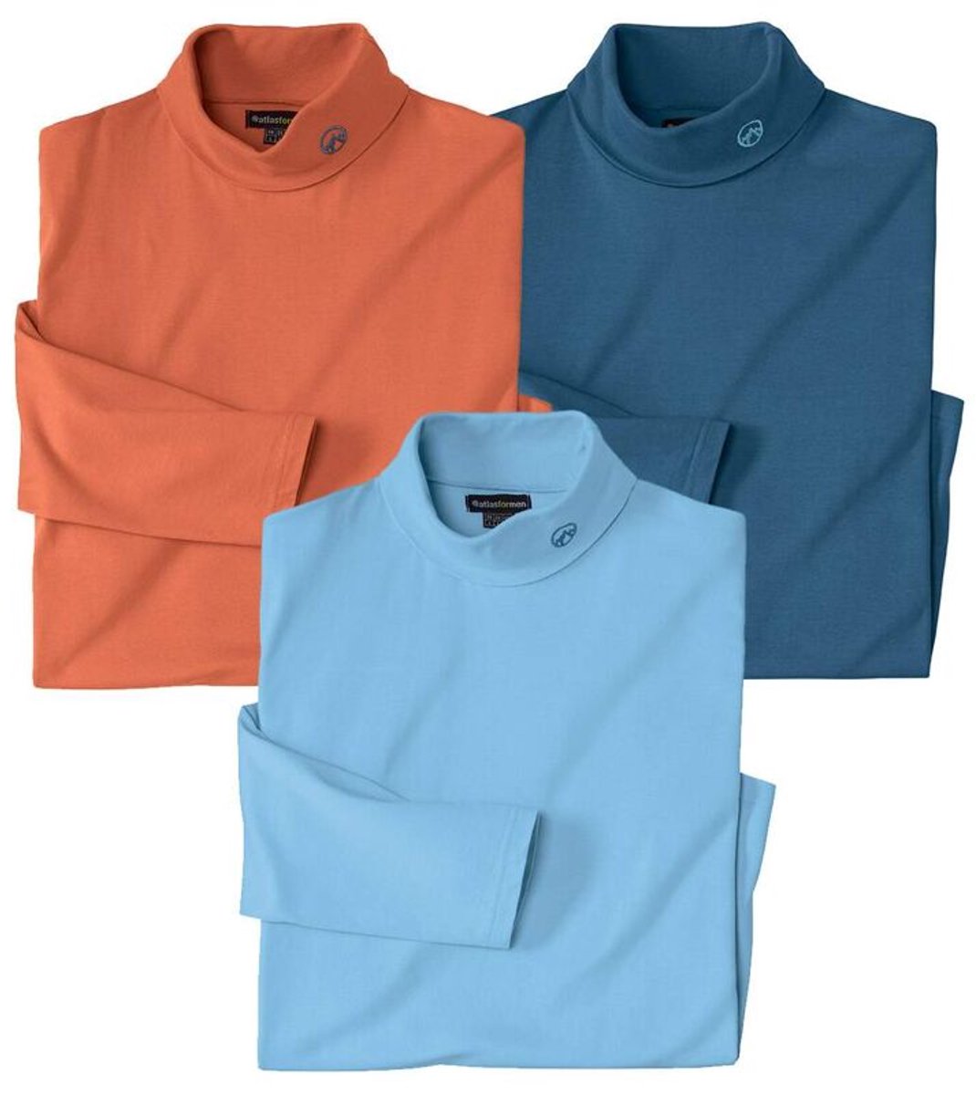 ATLAS FOR MEN - Set van 3 effen coltruien - Heren - Verkrijgbaar in grote maten - XXL
