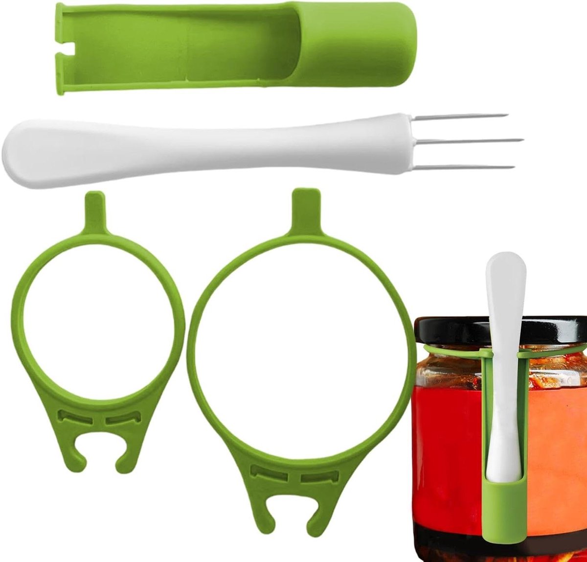 Augurk Vork - Pot Grijper - Augurken Pakken - Rekbaar Ontwerp - 175 cm Lengte - Wit Groen