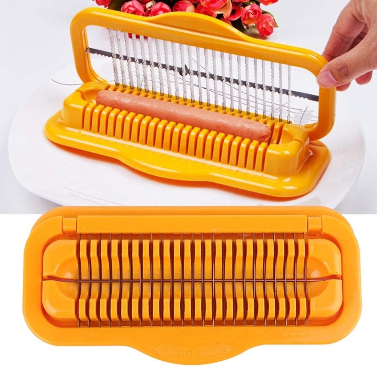 Multifunctionele Hotdog Snijder - RVS en PP, Ideaal voor Sausages, Ham en Bananen in de Keuken
