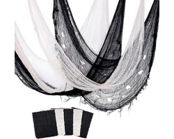 GIONAR 5 stuks Halloween-doeken, 183 x 76 cm, griezelige stof voor Halloween, griezelige decoraties, griezelige doek voor Halloween, party, binnen en buiten, griezelhuisjes, deuren