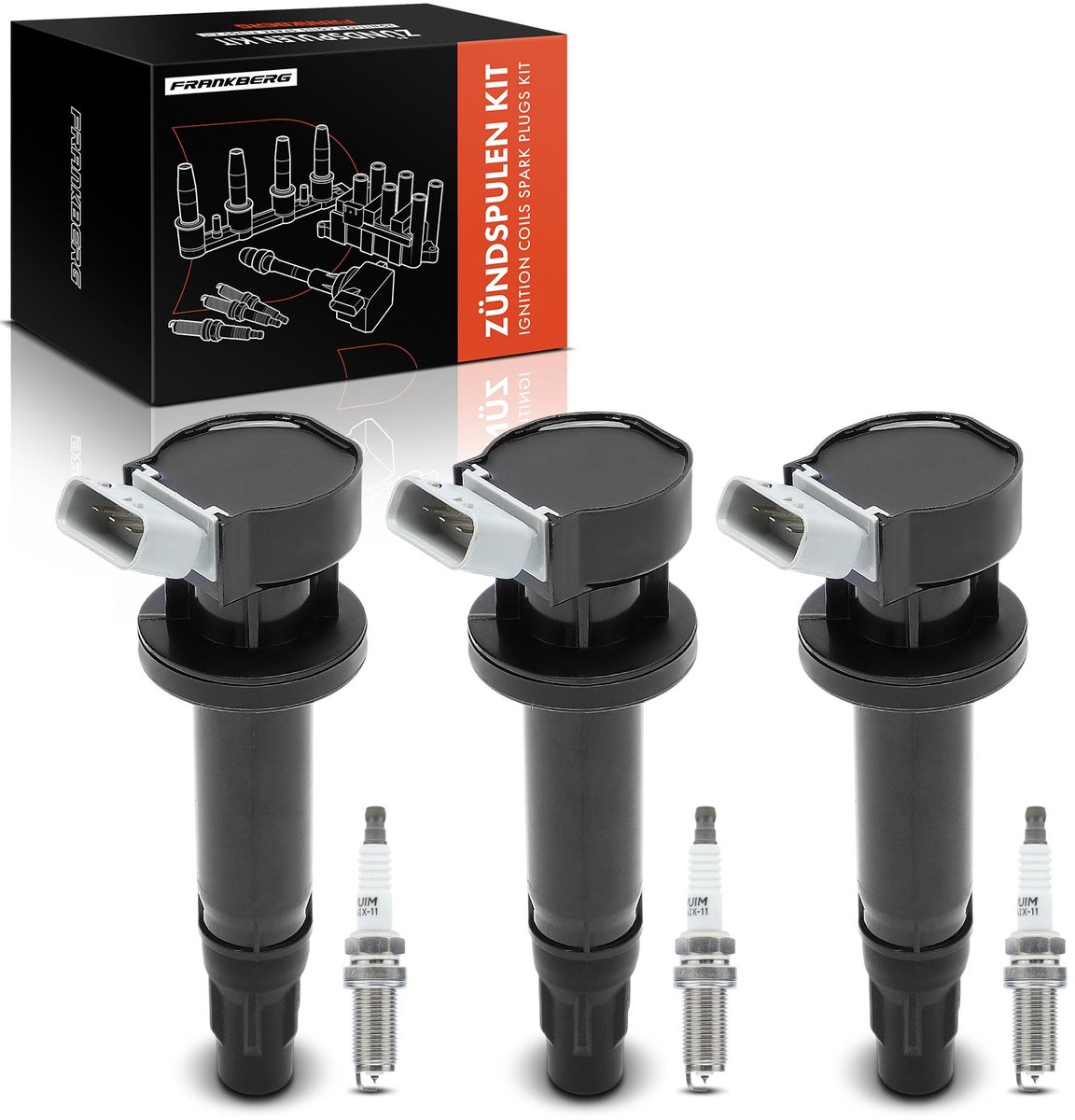 Frankberg 3x Ontstekingsspoel+3x Bougie voor Citroën C1 Peugeot