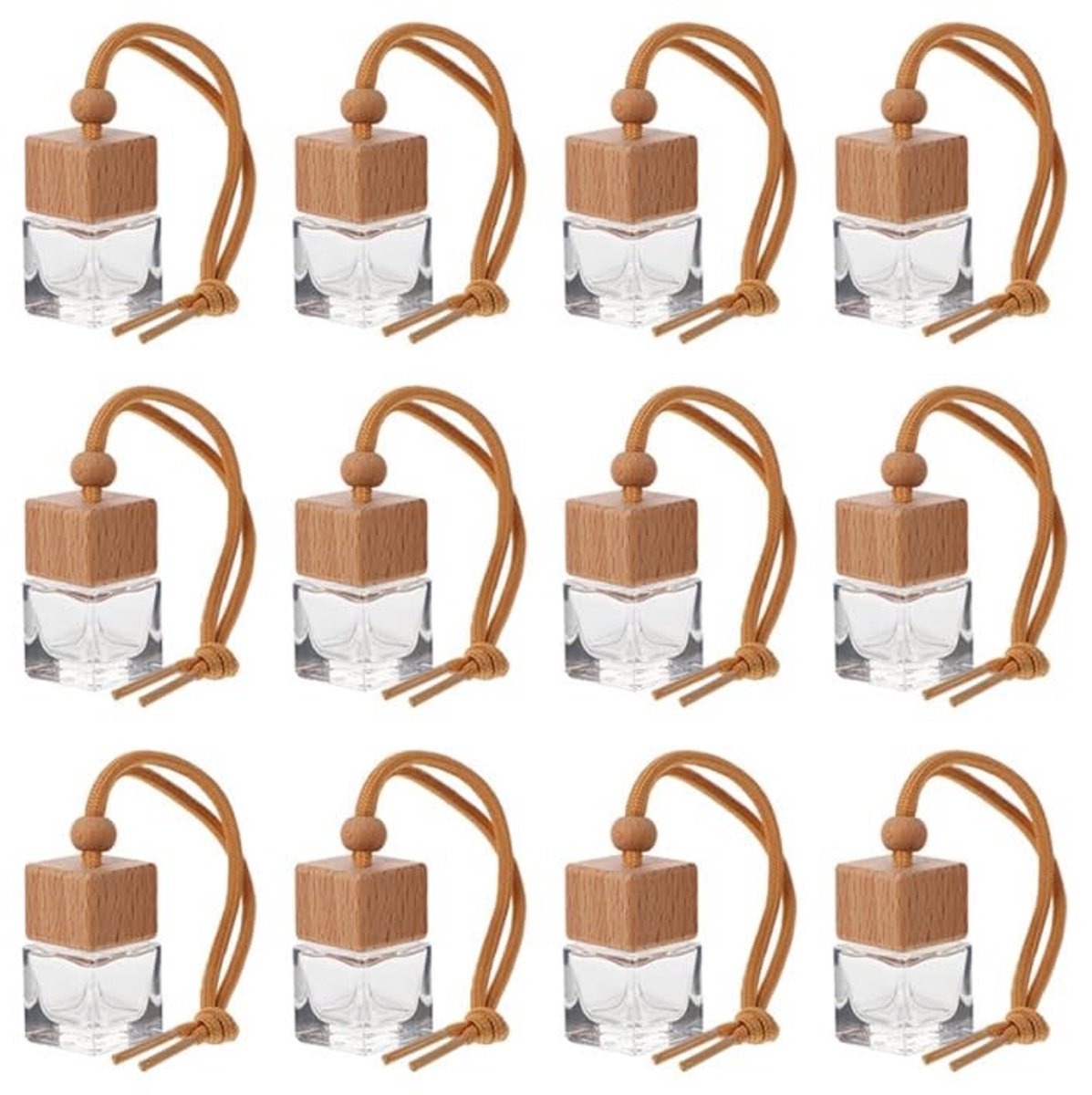 Cosensi - Car Perfume Diffuser - 12pcs Hanger - Ideaal voor Auto - Glazen en Houten Aroma Atomizer - Frisse Geuren - Luxe Car Perfume Set