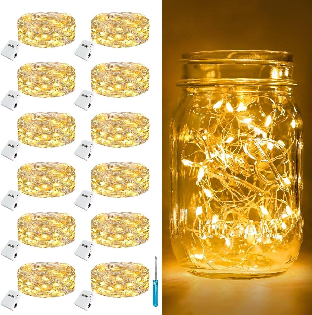 Feeënlichtjes Batterij - Lichtsnoer Mini Twinkle - Decoratie Creëren - Waterdicht Ontwerp - 2 Meter 20 LED - Warm Wit