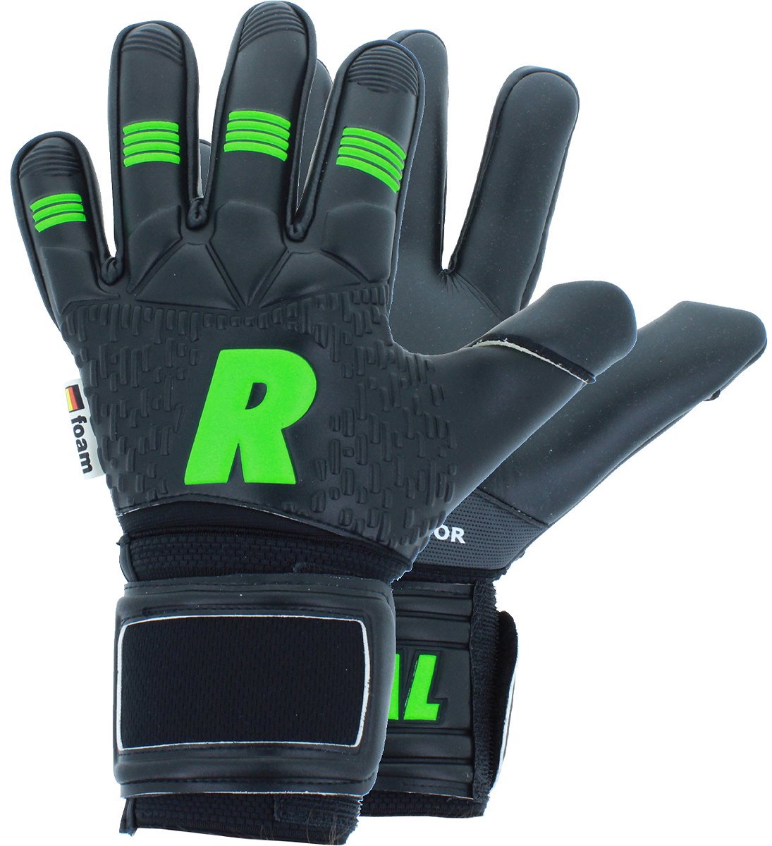 Real Duo Keepershandschoenen - Zwart / Fluo Groen | Maat: 7,5