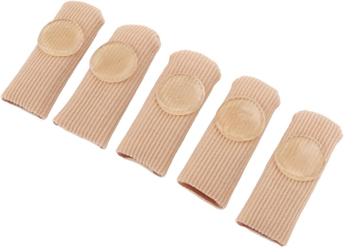 Comfortabele teenbeschermers met stofvoering, gelhoezen voor bescherming tegen likdoorns, eelt en blaren, maat (1.8 x 6 cm)