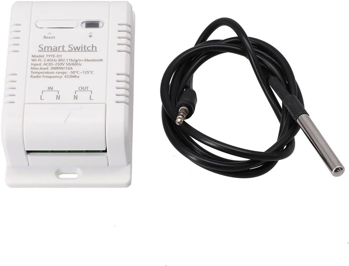 Slimme Temperatuur Module - Energie Monitor - Automatische Controle - Waterdichte Sensor - 10 x 6 x 5 cm - Wit