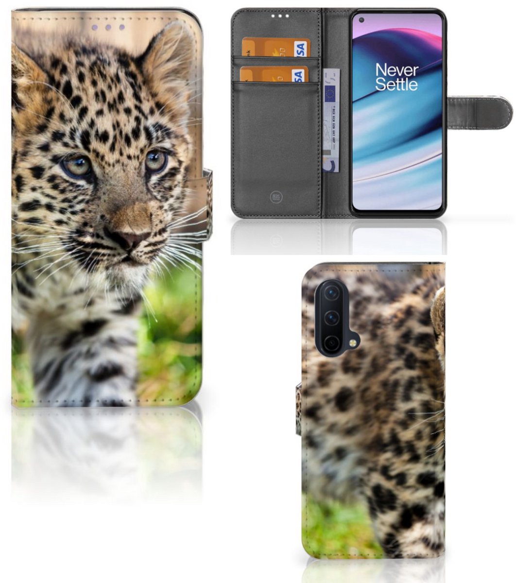 OnePlus Nord CE 5G Telefoonhoesje met Pasjes Baby Luipaard