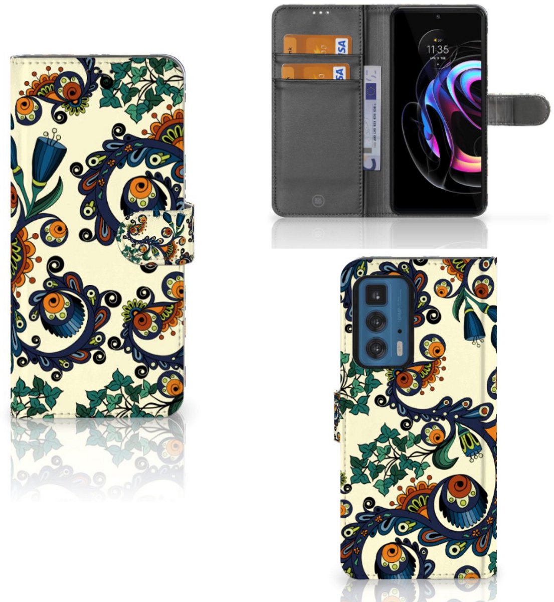 Wallet Case Motorola Edge 20 Pro Barok Flower