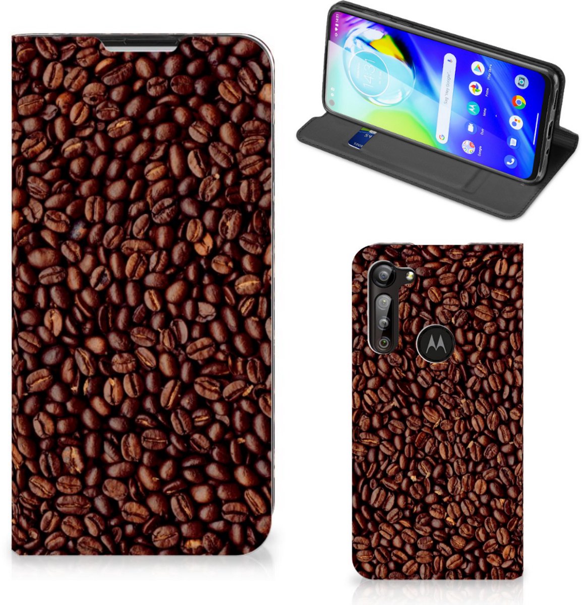 Motorola Moto G8 Power Flip Style Cover Koffiebonen