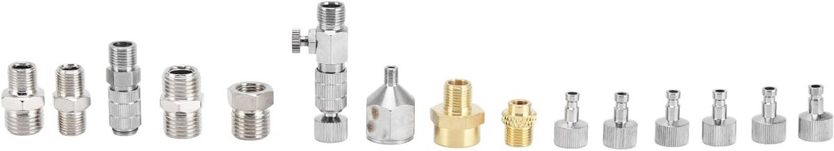 Airbrush Quick Connect Set met 15-delige RVS Adapter en Snelle Ontkoppelingsfittingen voor Aircompressor en Accessoires