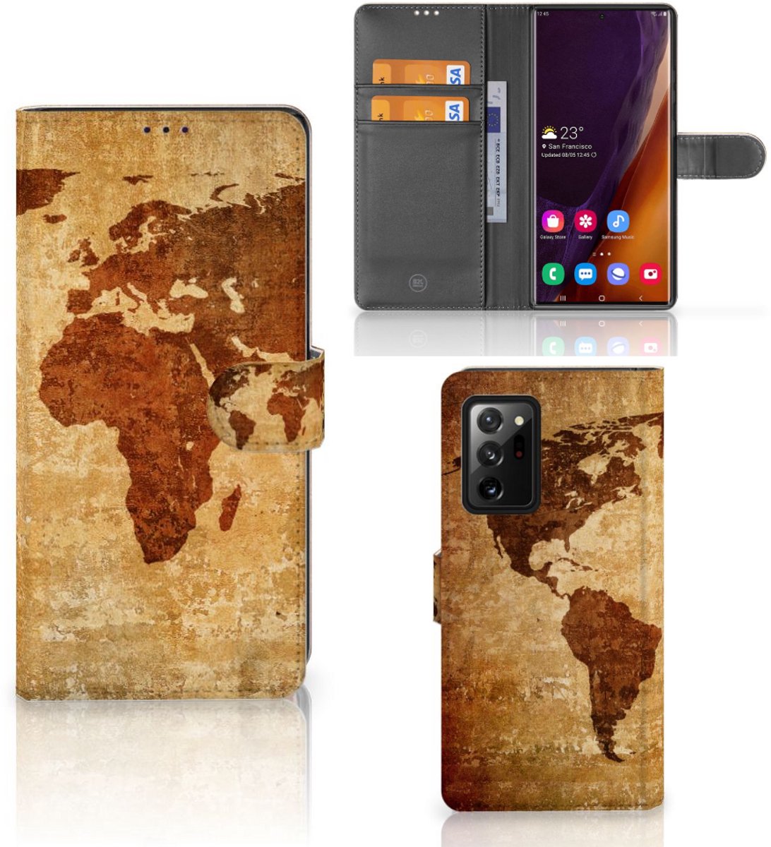 Samsung Galaxy Note20 Ultra Flip Cover Wereldkaart