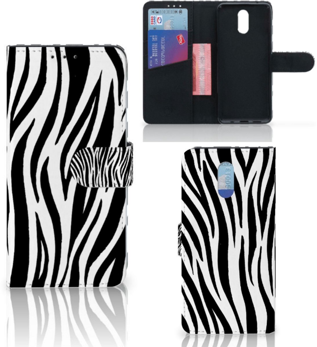 Nokia 2.3 Telefoonhoesje met Pasjes Zebra