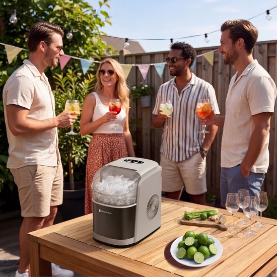 KitchenBrothers IJsblokjesmachine - 1.6L - 8 min. - 12kg/24u - Zelfreinigingsfunctie - IJsblokmaker met IJsschep - RVS van KitchenBrothers — afbeelding 4