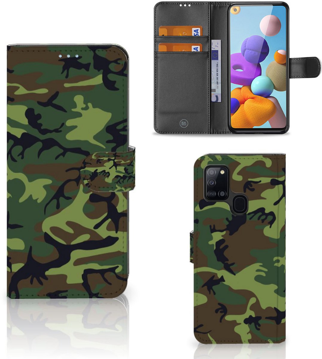 Samsung Galaxy A21s Telefoon Hoesje Army Dark