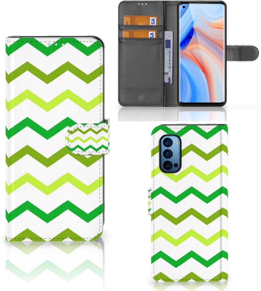 OPPO Reno 4 Pro 5G Telefoon Hoesje Zigzag Groen