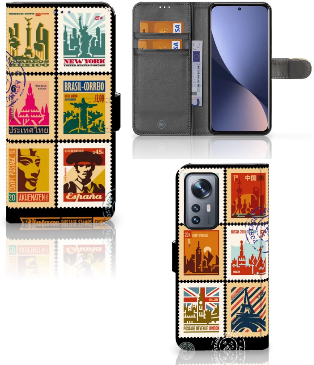 Boekhoesje voor Xiaomi 12 Pro Flip Cover Postzegels