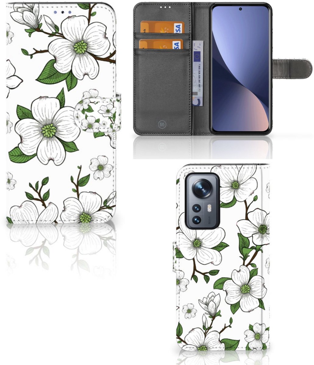 Book Case voor Xiaomi 12 Pro Hoesje Dogwood Flowers