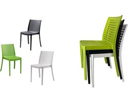 ZStyle Strandstoel van kunststof, stapelbaar, polypropyleen, modern design, wit, eetkamerstoel, voor gasten, duurzaam, tuin, groen
