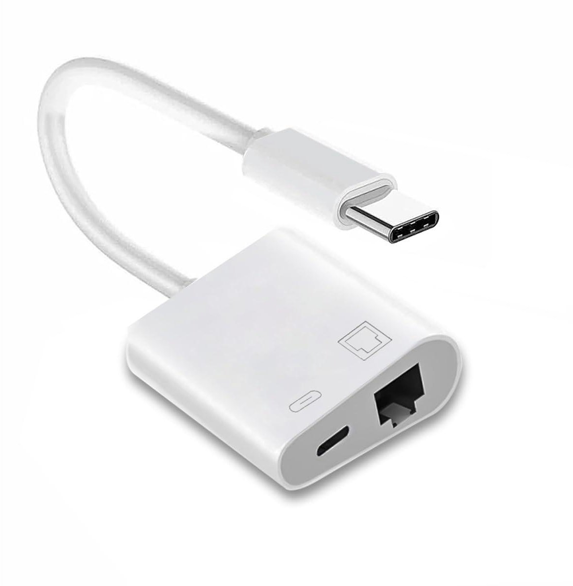 USB-C Netwerk Adapter - Ethernet Adapter - Stabiel Internet - Met PD Laden - 100Mbps - Grijs