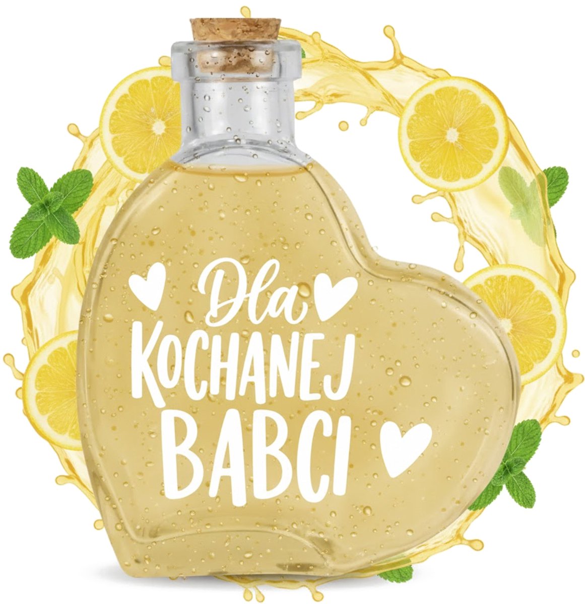 Bimberek Serie - Hartvormige Glazen Fles - 250ml - Natuurlijke Kurk - Geschenk voor Oma
