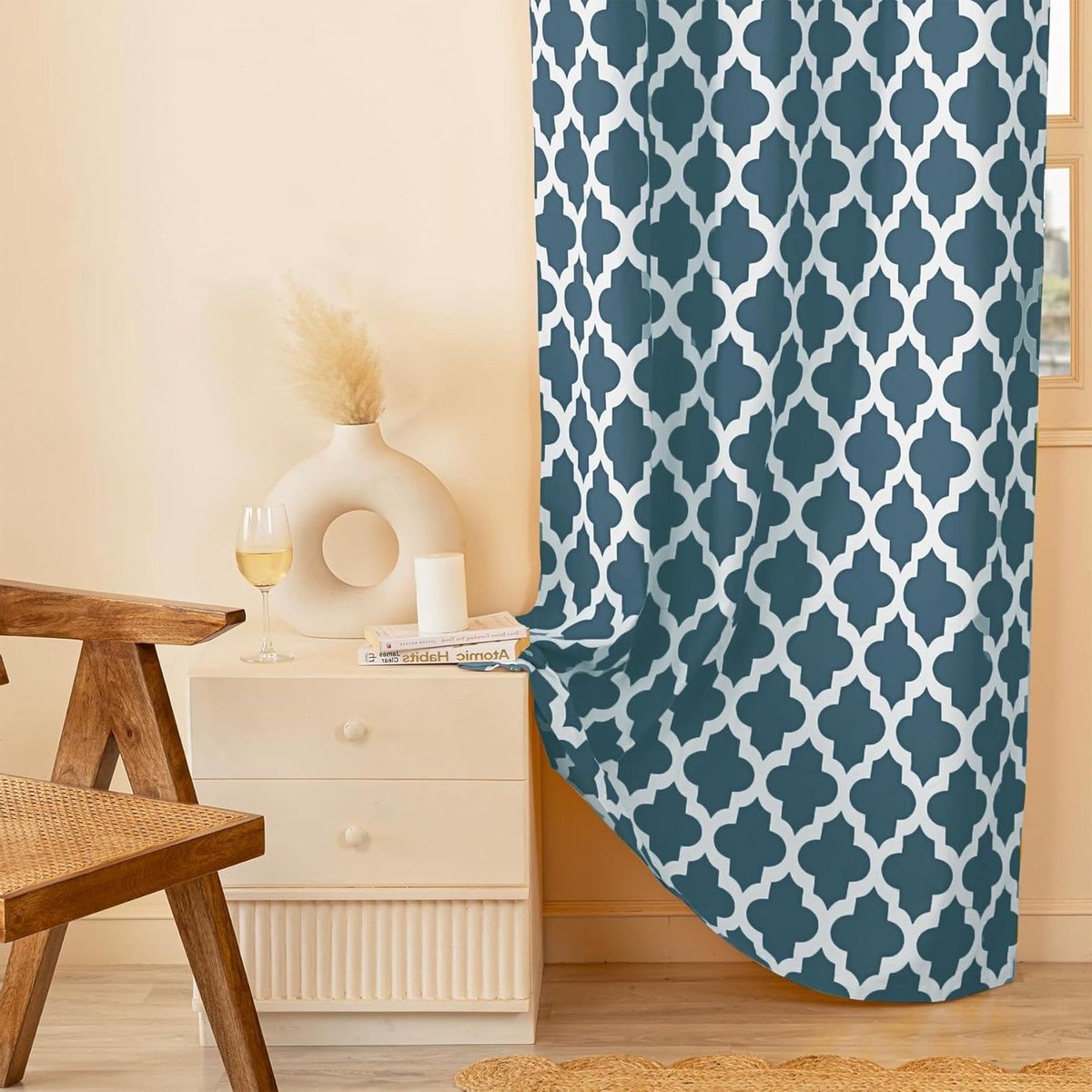 Kamerverduisterend Gordijn - Balkon Gordijn - Woonkamer Decoreren - 100% Katoen Stof - 7 Feet - Blauw