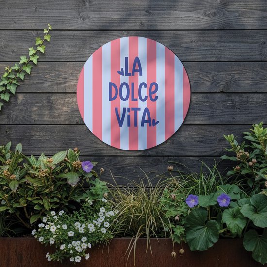 Cercle de jardin La Dolce Vita - Bleu - Plaque murale - 25cm - Décoration murale extérieure - Résistant aux UV et à l'eau