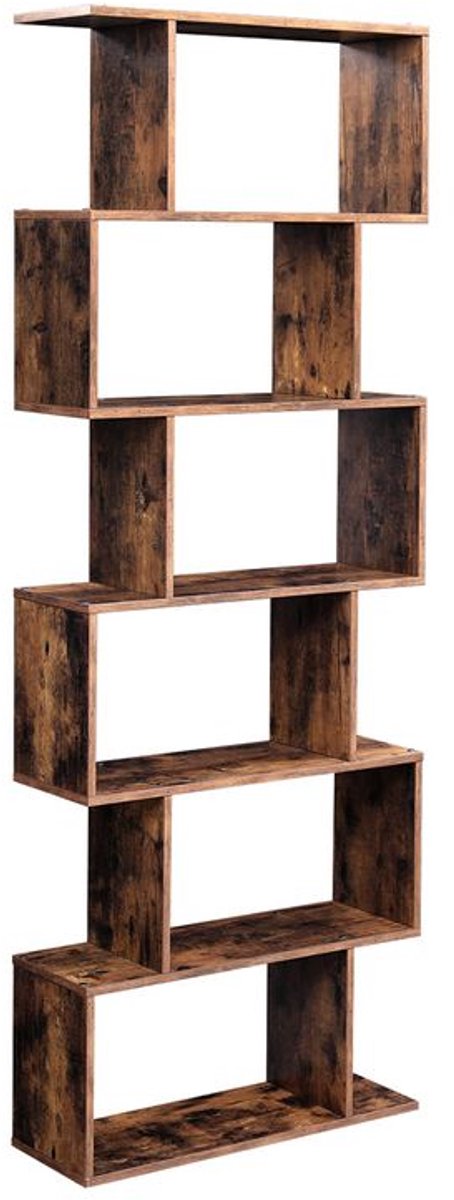 Songmics Vrijstaande Boekenplank - 190,5 cm - Bruin - Functioneel - Eenvoudige Montage