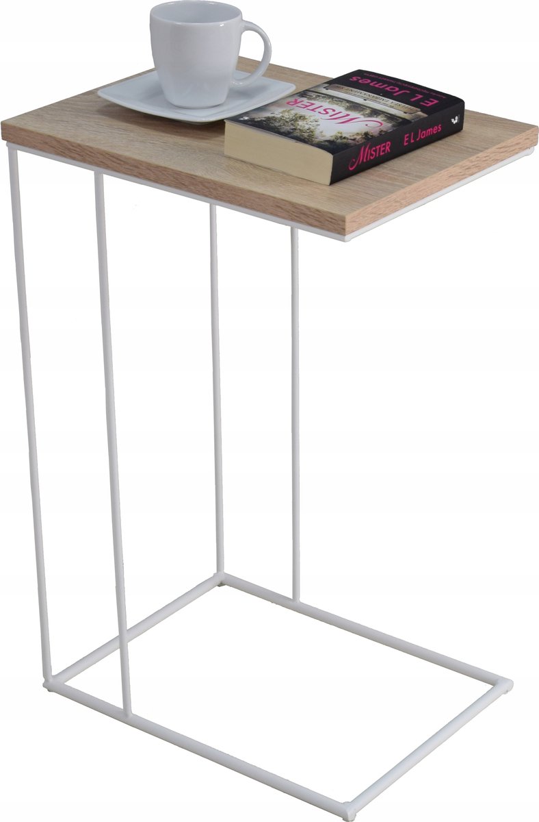 FutuStal Serie - Bijzettafel - Minimalistisch Ontwerp - Metaal/Draad - Blad Dąb Sonoma