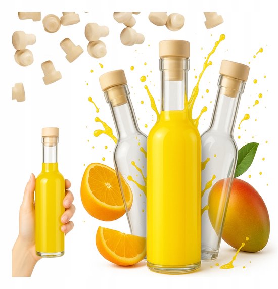 Bimberek Futura - Glazen Flessen Set - 250ml - Inclusief Kurk - Voor Natuurlijke Dranken van Merkloos — afbeelding 2