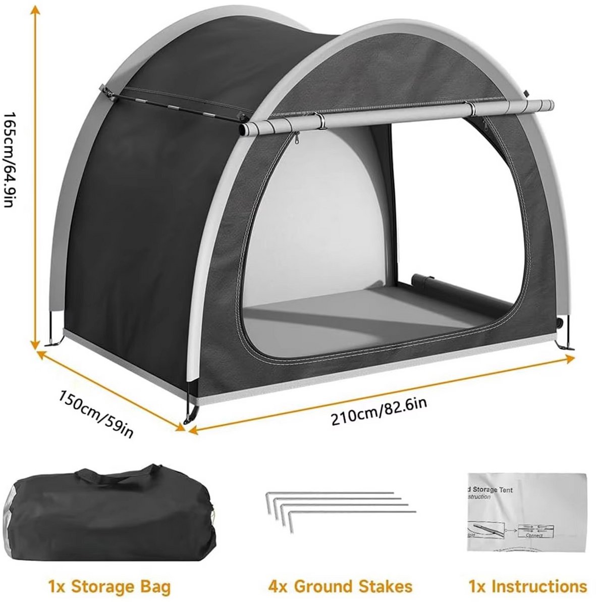 Fietsopslag Tent - Waterdichte Opbergtent 210D Oxford - Draagbare Fietsgarage Voor Tuin en Motor - 210x150x165 cm