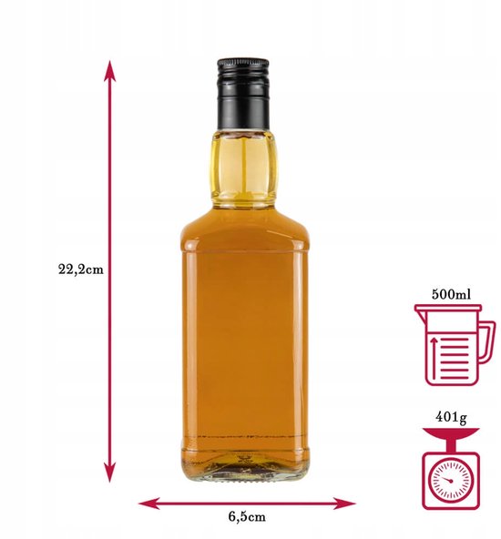 Bimberek Daniels Serie - Glazen Fles voor Whisky - 500ml - Decoratief - Hoogwaardige Kwaliteit van Bimberek — afbeelding 5