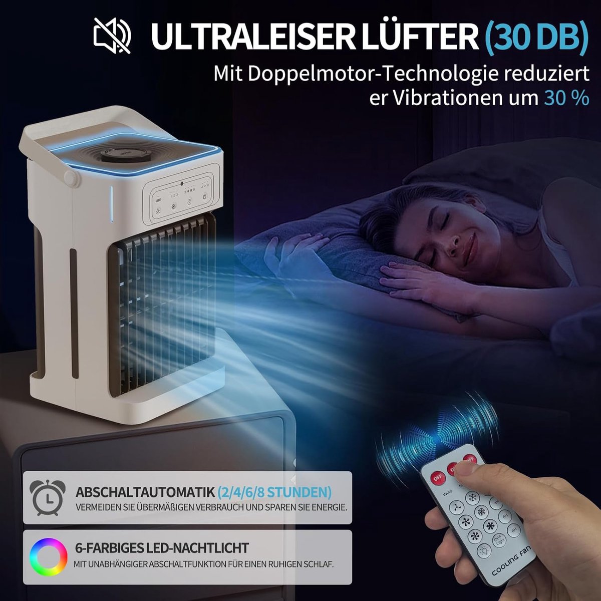 Mobiele Airco - Mini Airco - Persoonlijke Koeling - Groot Waterreservoir - 1100 ml - Wit — afbeelding 7