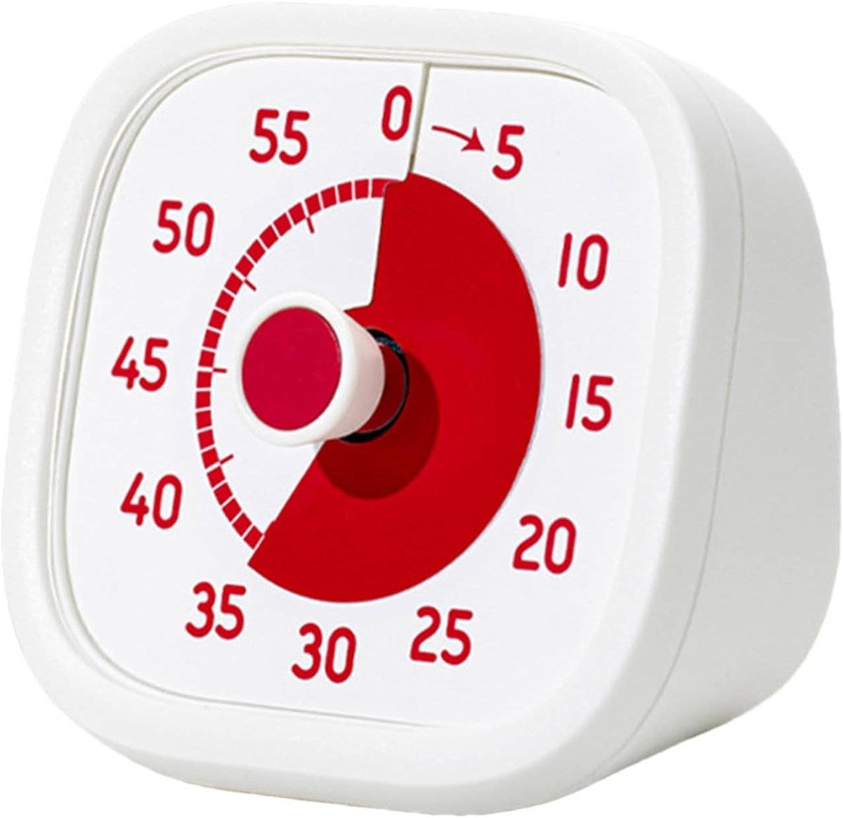 1stuk Timer- 60 minuten kindertimer met visuele aftelling - Visueel - Stille klok - Tijdmanager - Geschikt voor kinderen, volwassenen, studenten, leraren, keuken, werk, school, klaslokaal - 10×9,5×5 cm - Wit