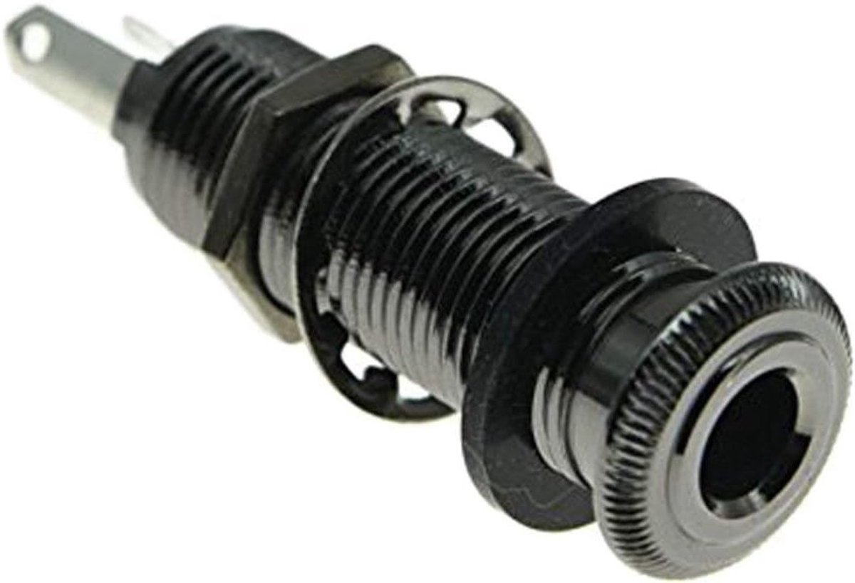 Stereo Koperen Gitaar en Bas 1/4" Barrel Jack Ingangs- en Uitgangsconnectoren met 4 Pins voor Stereo of Mono Gebruik, Zwart