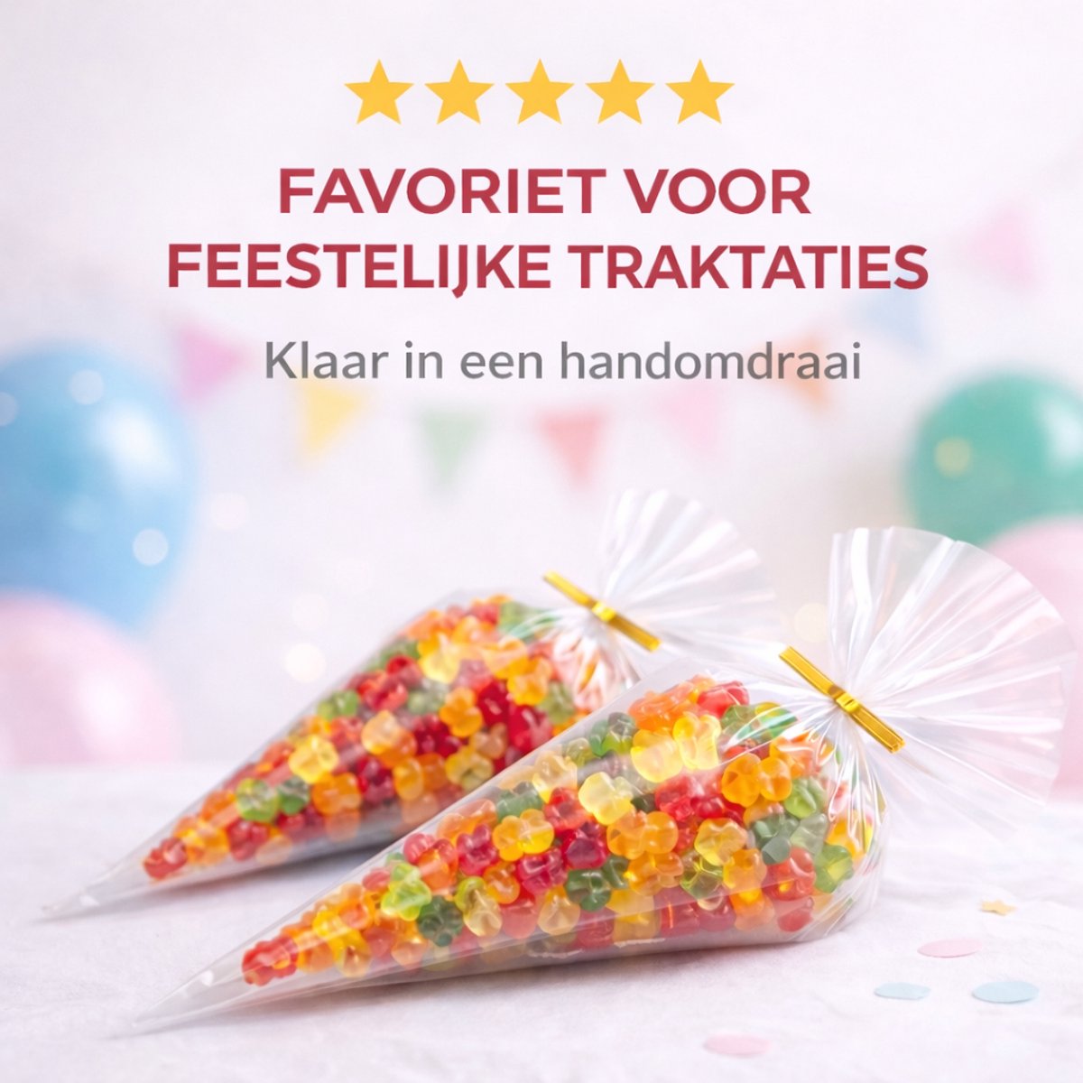 Isa's Friends® - Uitdeelzakjes - 50 stuks - 25 x 13cm - Puntzakken - Snoepzakjes - Traktatie Zakjes - Cellofaan Zakjes - Cadeauzakjes - Uitdeelzakjes Kinderfeestje - Traktatie Uitdeelcadeautjes - Zakjes Traktatie — afbeelding 9