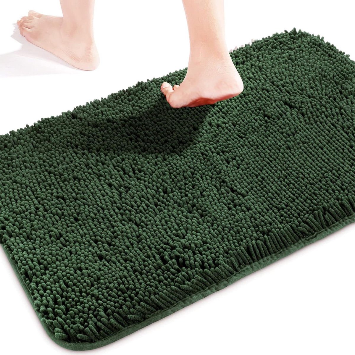 Yeaban Hunter Green Badkamermatten - Dikke Chenille Badmatten | Absorberend en wasbaar bad