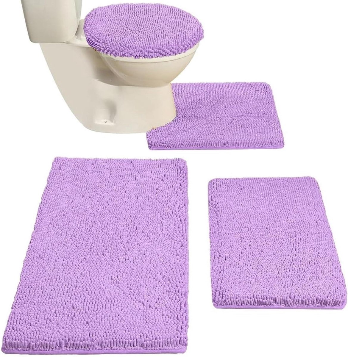Badmat Set - Toiletmat Set - Badkamer Comfort - Super Zacht Microfiber - 4-delig - Lavendel