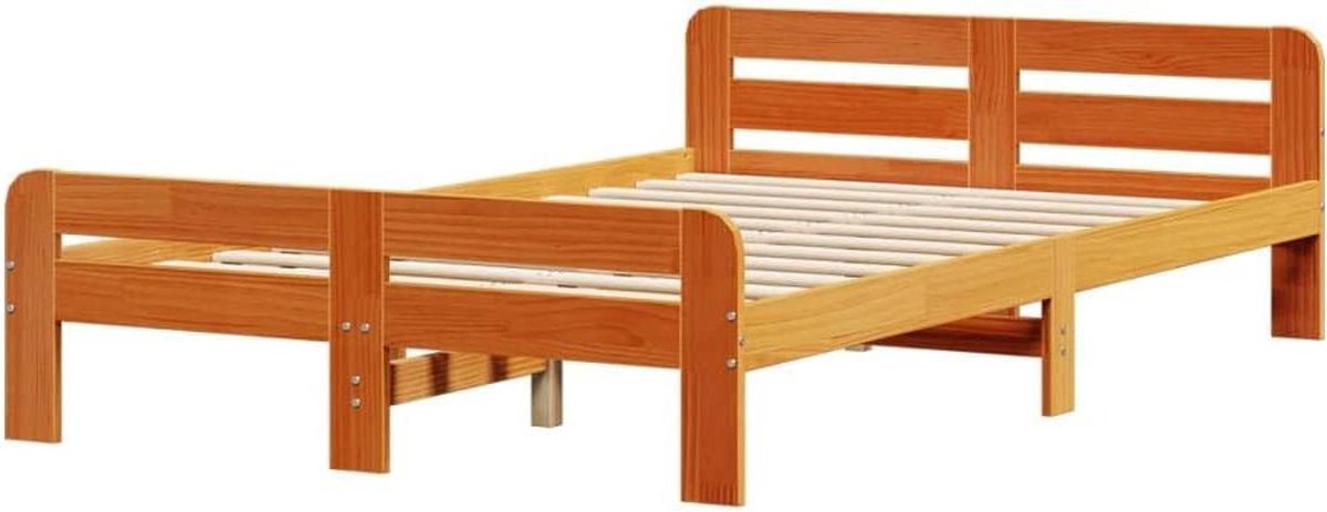 Bedframe Grenenhout - Bed ombouw - Goede nachtrust - Massief houten frame - 135x190 cm - Wasbruin