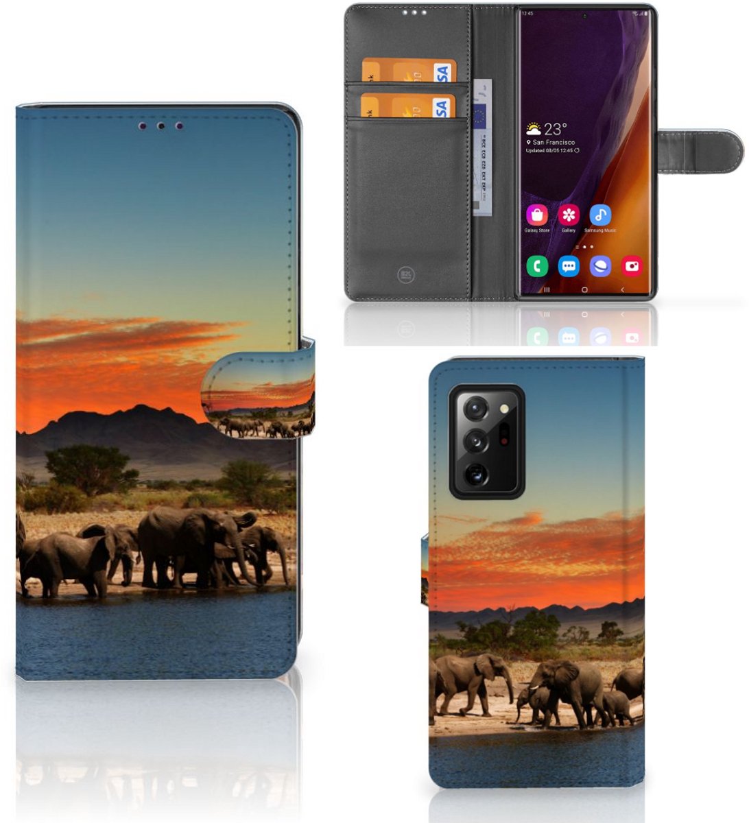 Samsung Galaxy Note20 Ultra Telefoonhoesje met Pasjes Olifanten