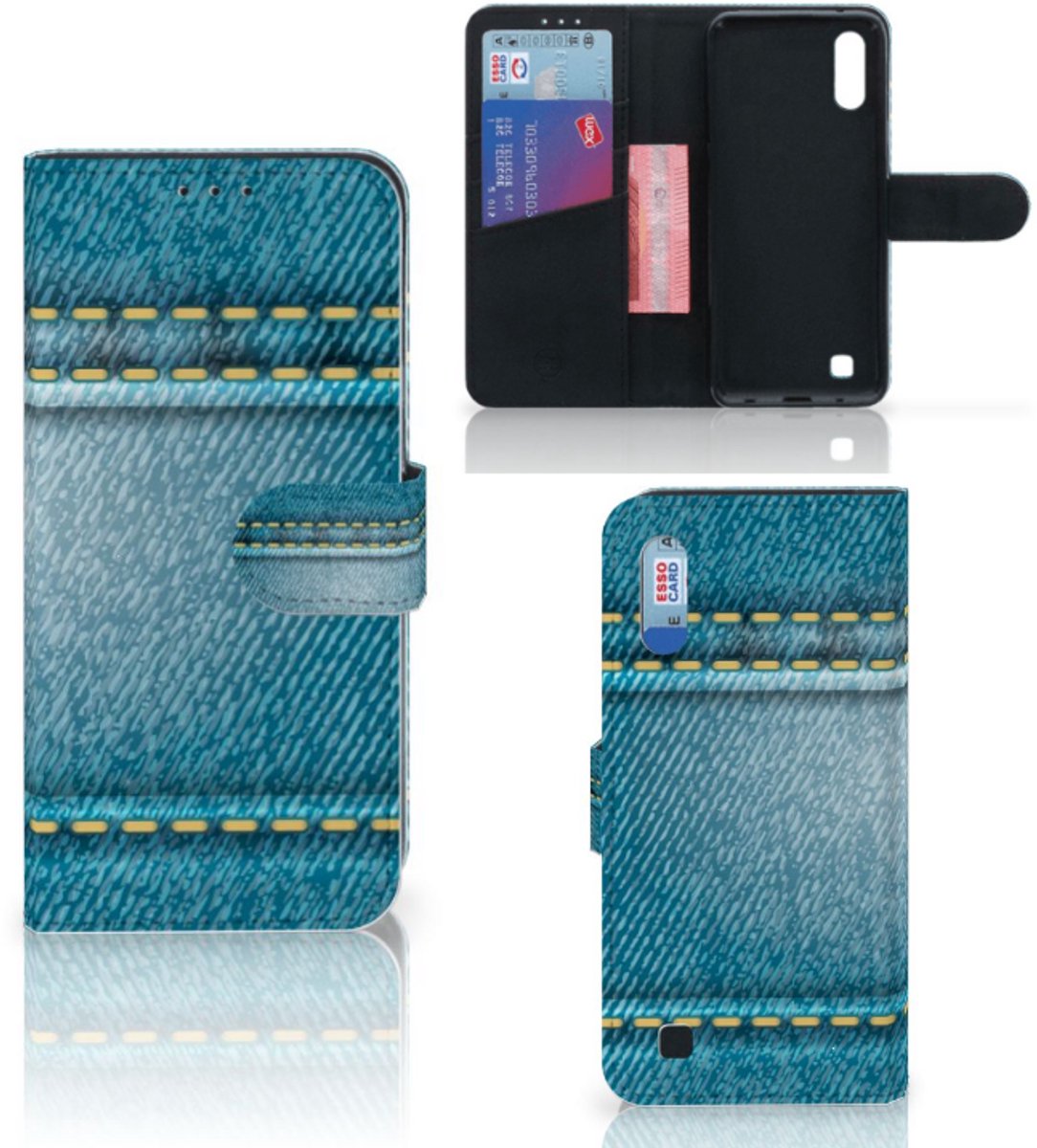Samsung Galaxy M10 Wallet Case met Pasjes Jeans