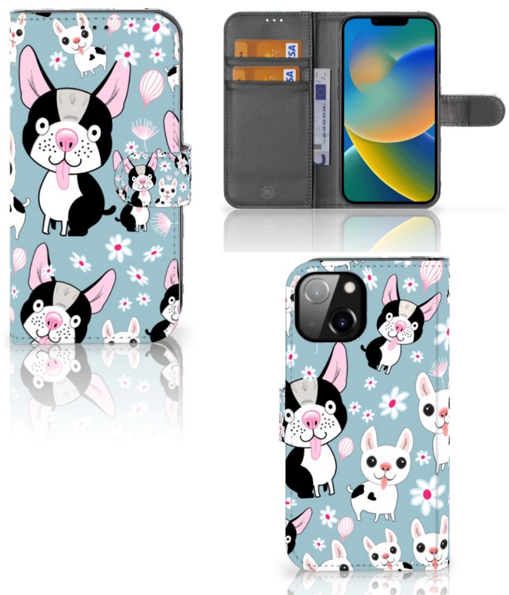 Apple iPhone 14 Telefoonhoesje met Pasjes Hondjes