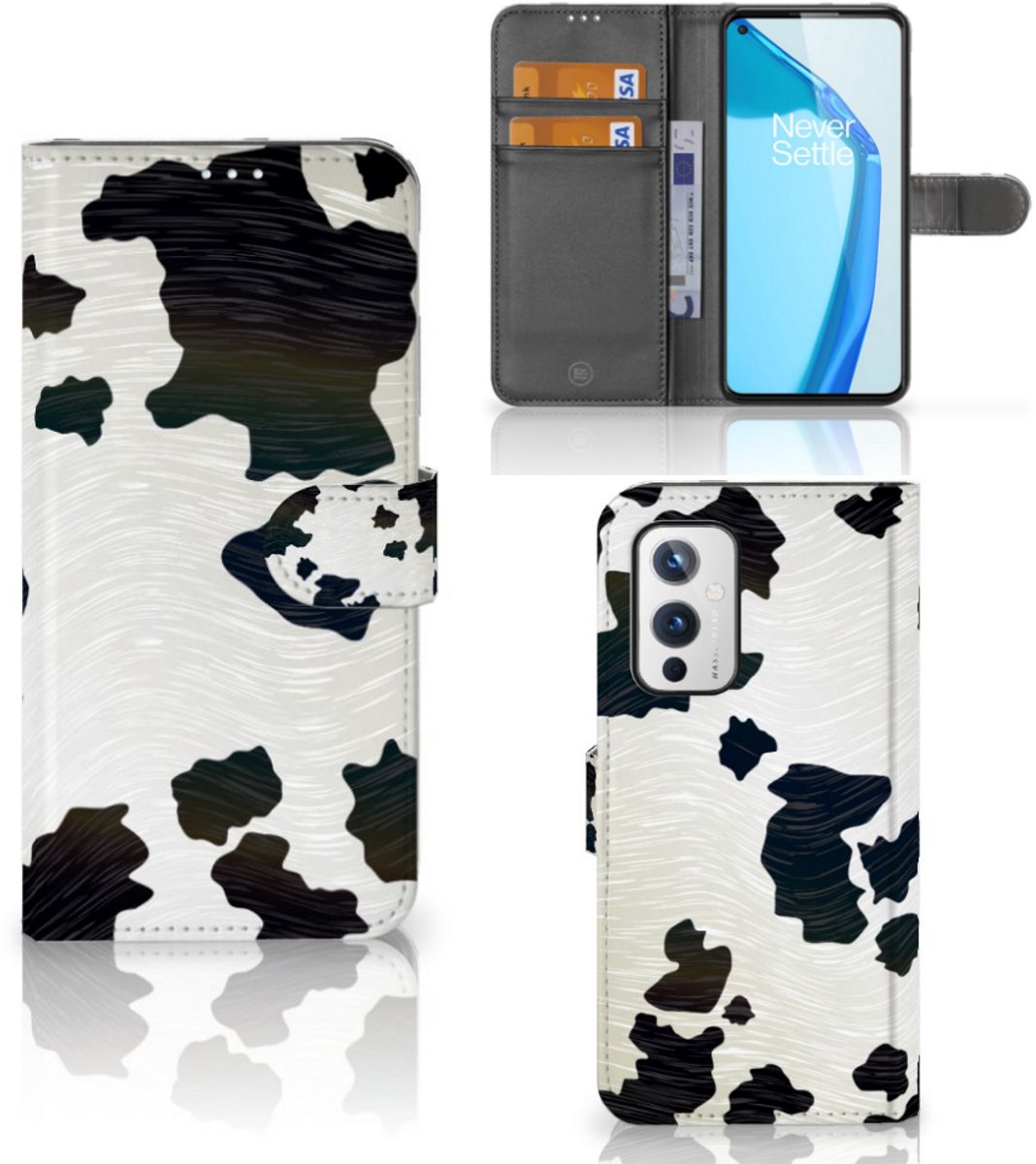 OnePlus 9 Telefoonhoesje met Pasjes Koeienvlekken