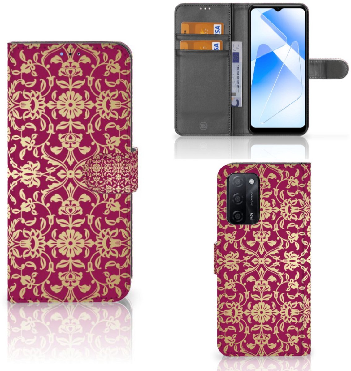 Wallet Case OPPO A16/A16s/A54s Barok Pink