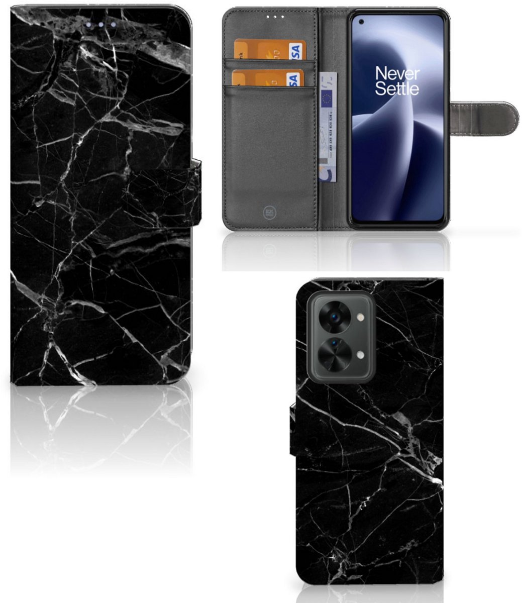 OnePlus Nord 2T Bookcase Marmer Zwart - Origineel Cadeau Vader