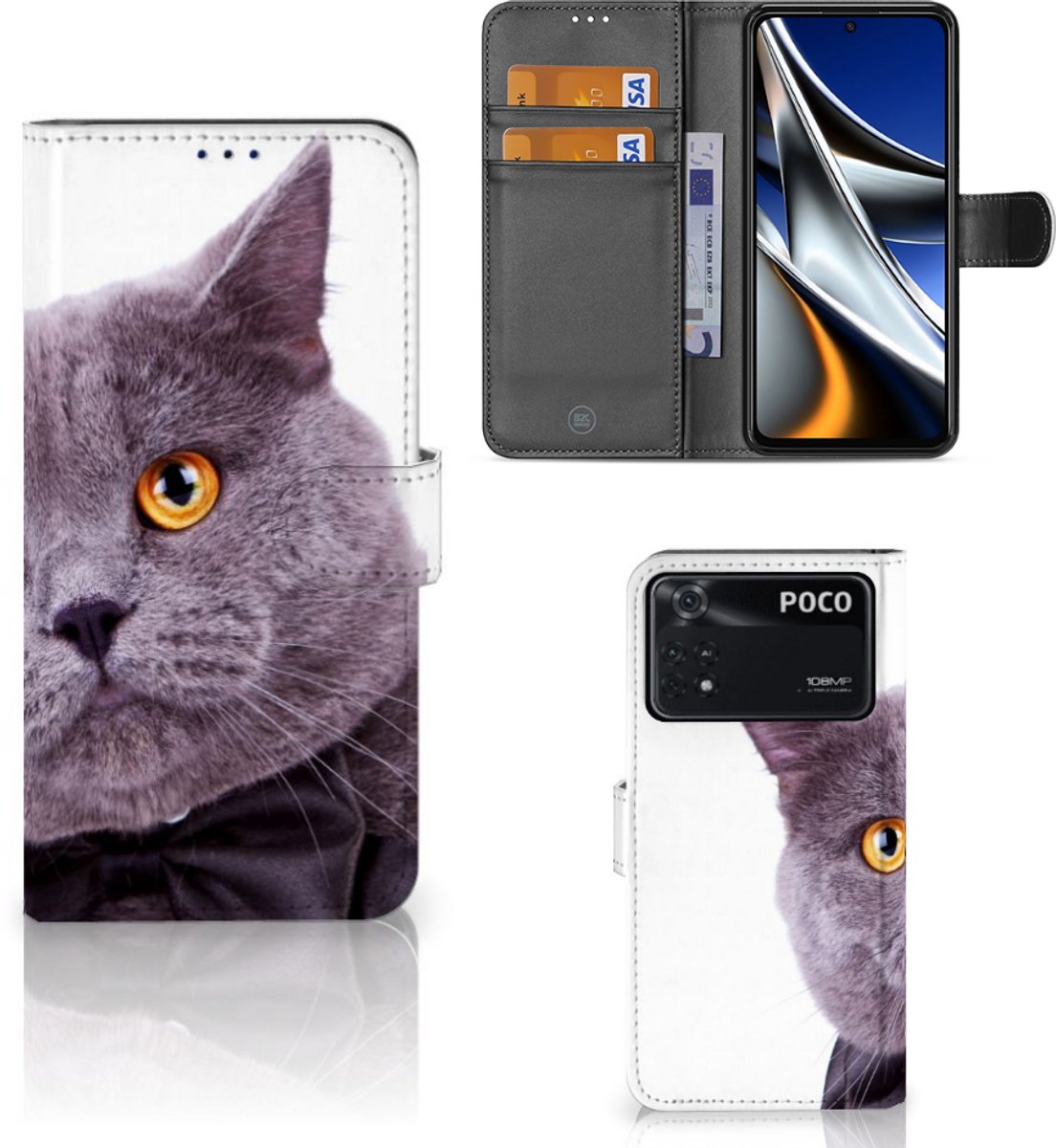 Xiaomi Poco X4 Pro 5G Telefoonhoesje met Pasjes Kat
